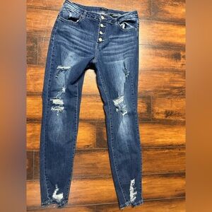 Classic Blue Distressed Skinny Jeans